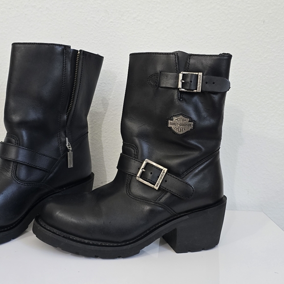 Harley-Davidson Shoes - Harley-Davidson Zip Up Block Heel  Motorcycle Biker Riding Boots